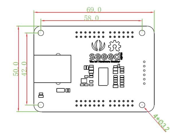 Technische Zeichnung - Seeed Studio MT3620 Ethernet Shield v1.0